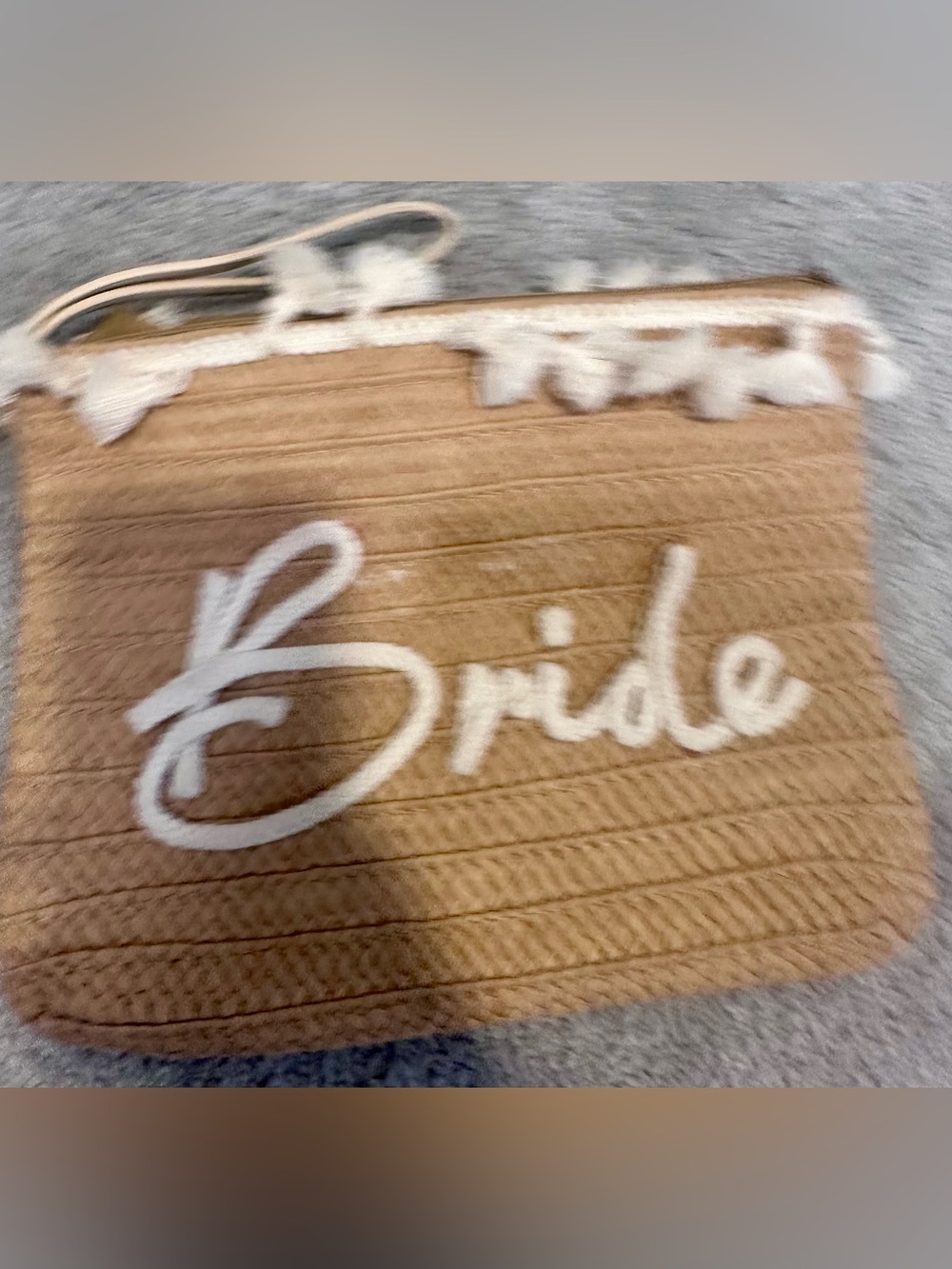 Bride Embroidered Crossbody Bag in Tan with White Accents